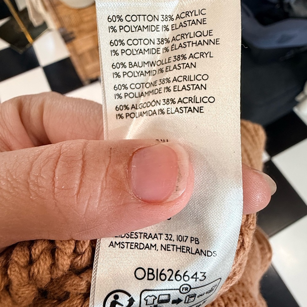 Free People Oversized V-Neck Sweater in Camel - Picture 6 of 6
